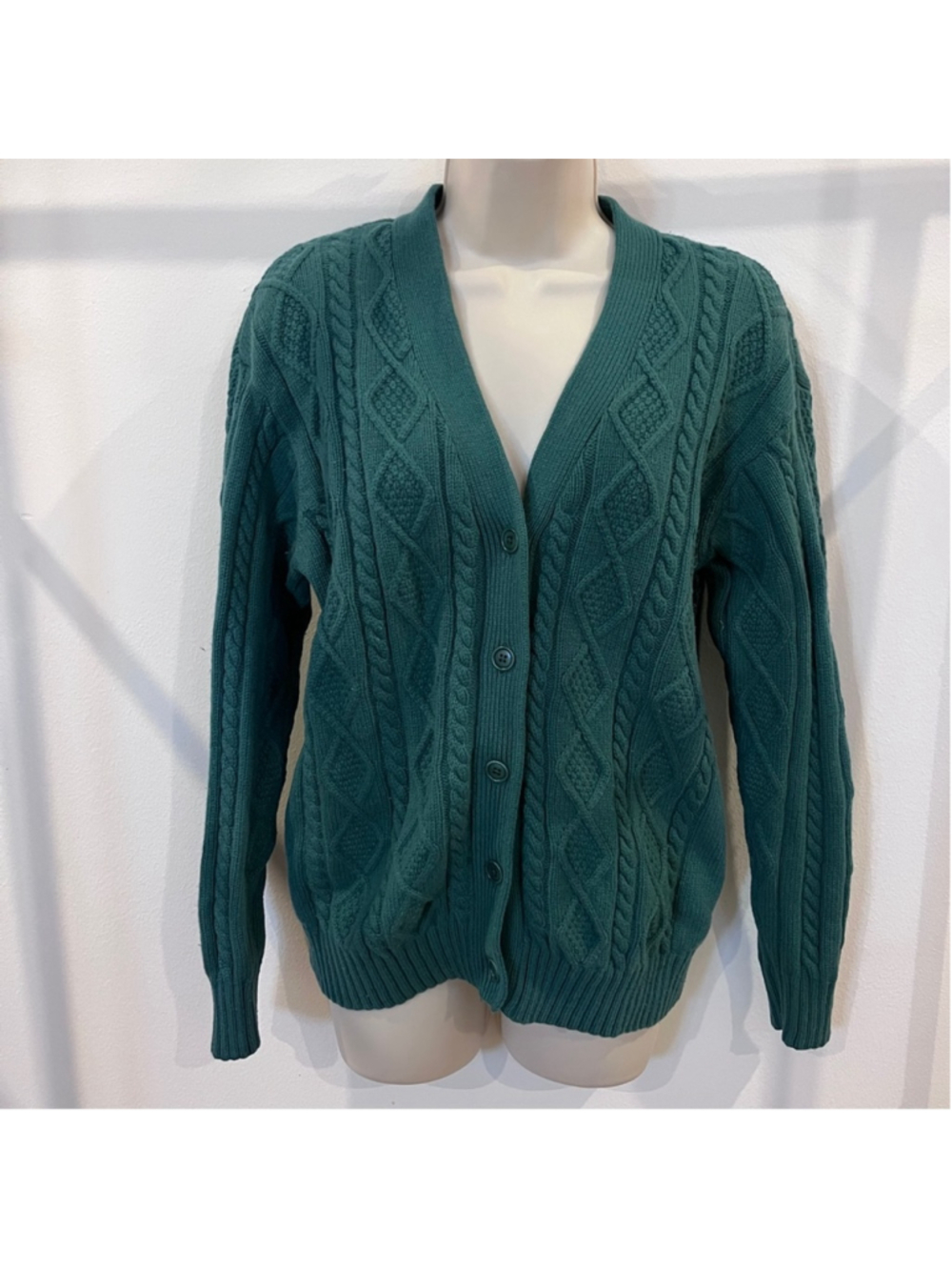Aritzia Cardigan Sweater Wool Cable Knit Green Grandpa Cottagecore Oversized